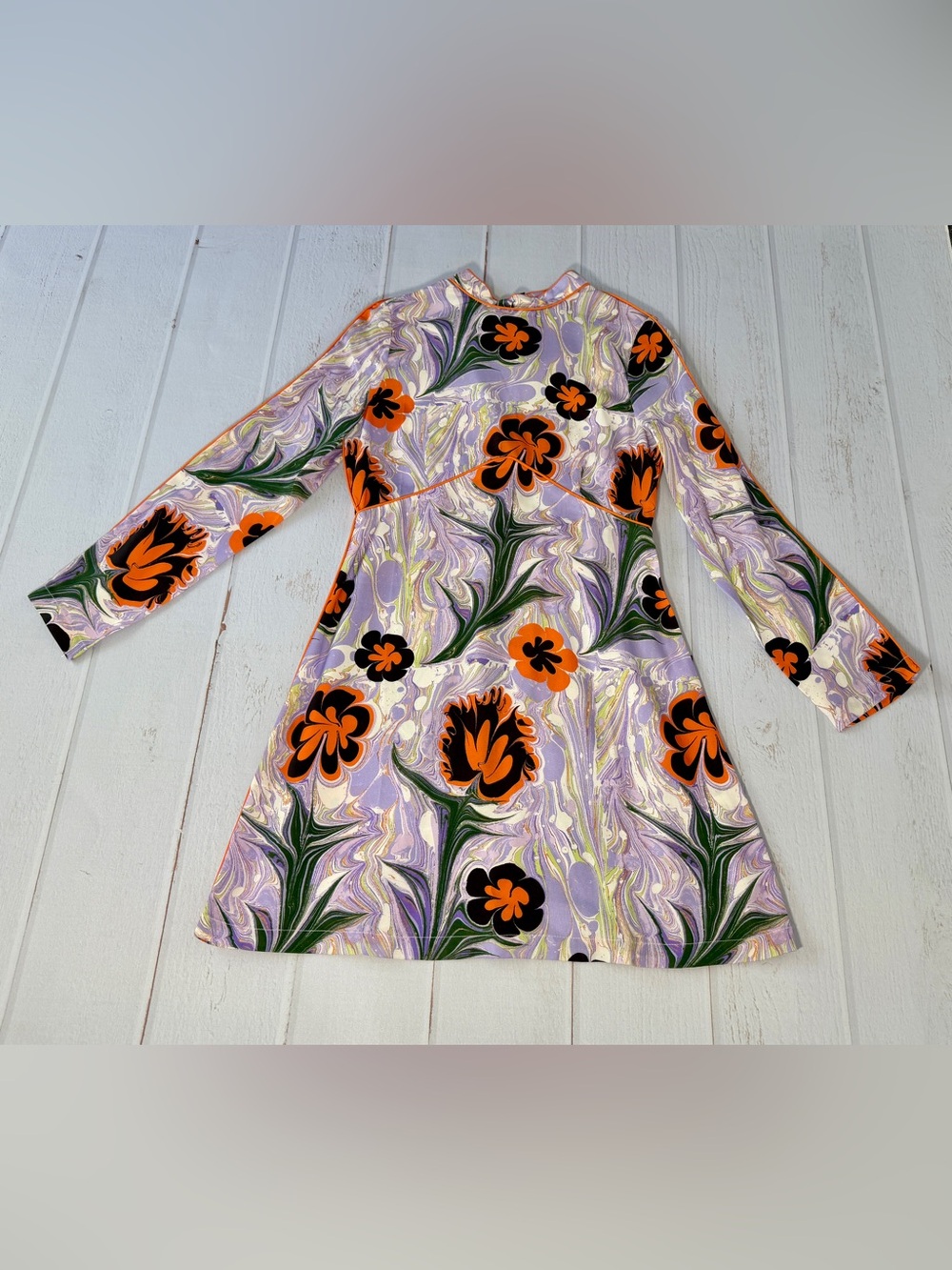 Untitled in Motion Floral Mini Dress XS Tencel Mock Neck Retro Mod NWT Summer - Picture 8 of 13